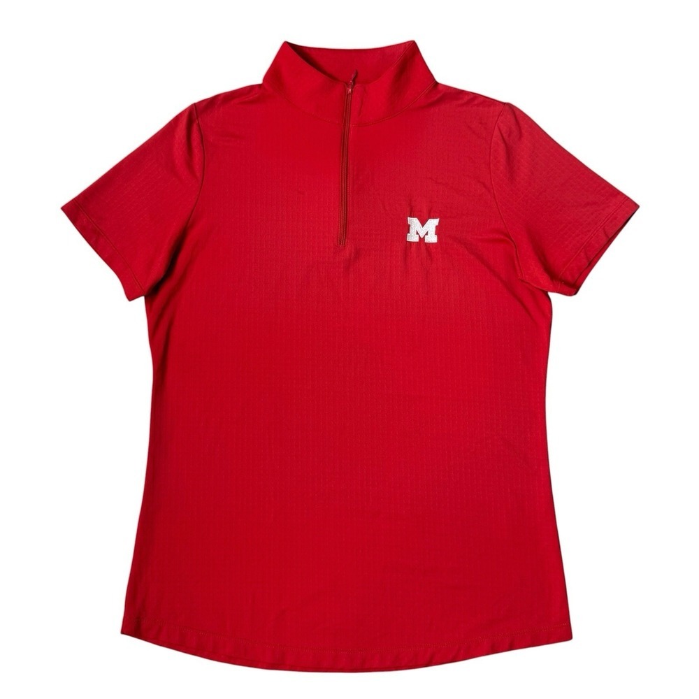 Ibkul 1/4 Zip Mock Neck Polo Shirt Womens Size Small Red Tennis Golf UPF 50+